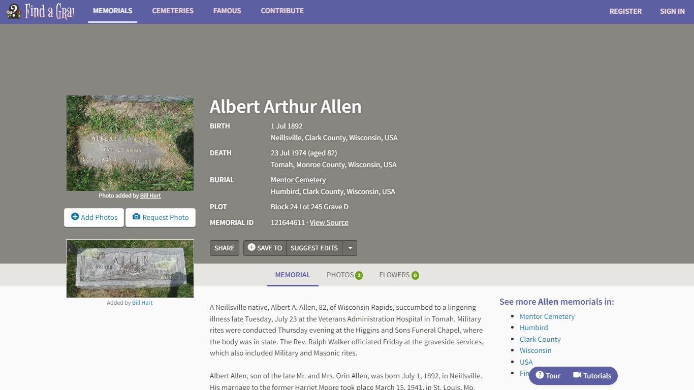 Albert Arthur Allen (1892-1974) - Find a Grave Memorial