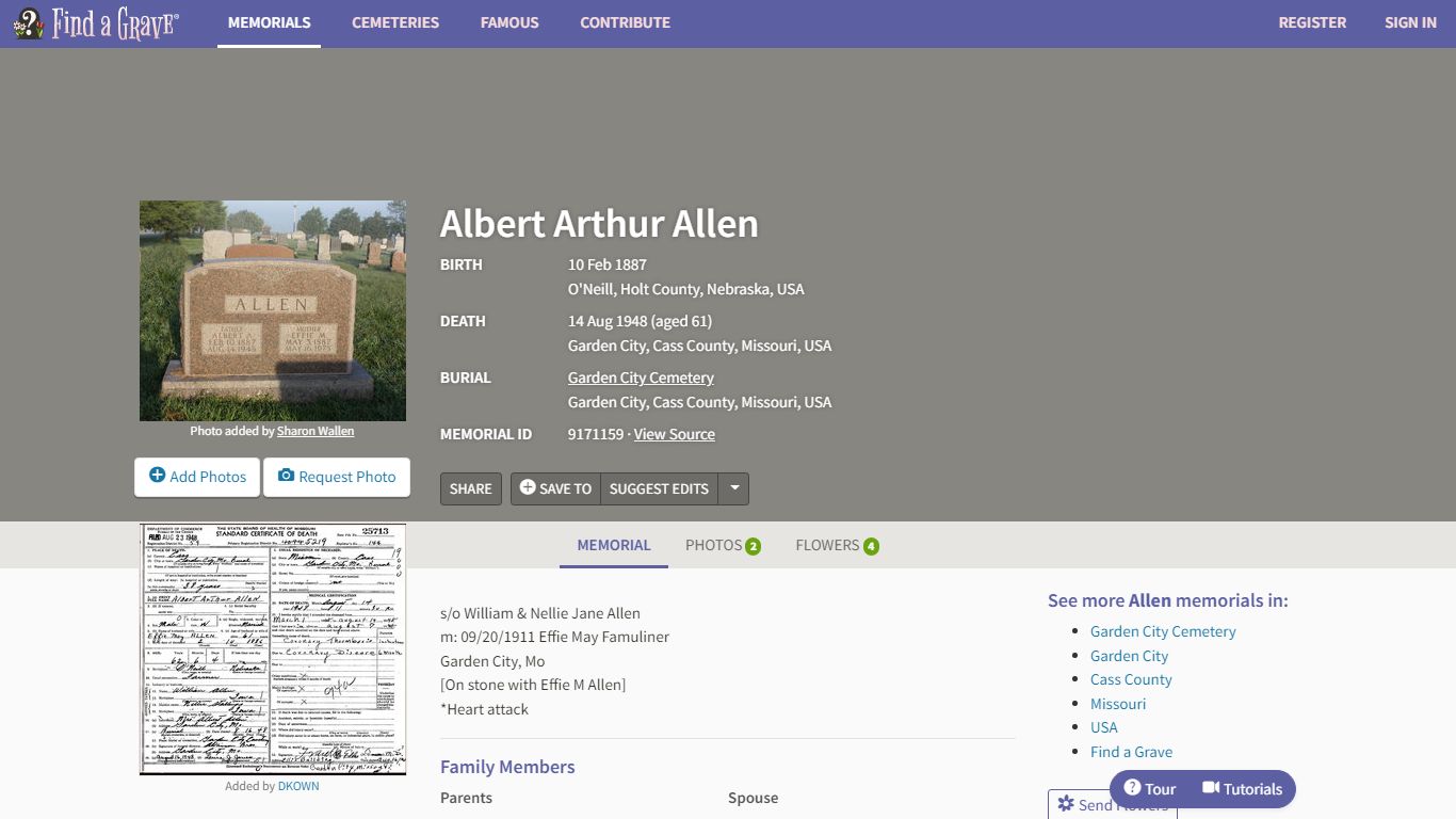 Albert Arthur Allen (1887-1948) - Find a Grave Memorial